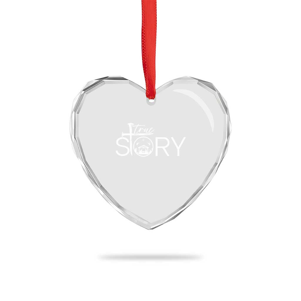 Christian True Story Heart Crystal Glass Ornament Nativity Scene Christmas Faith Cross Jesus Birth - Wonder Print Shop