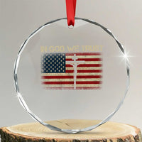Christian USA Flag Crystal Glass Ornament American Christ Faith Cross Patriotic In God We Trust
