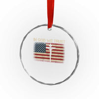 Christian USA Flag Crystal Glass Ornament American Christ Faith Cross Patriotic In God We Trust