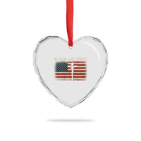 Christian USA Flag Heart Crystal Glass Ornament American Christ Faith Cross Patriotic In God We Trust