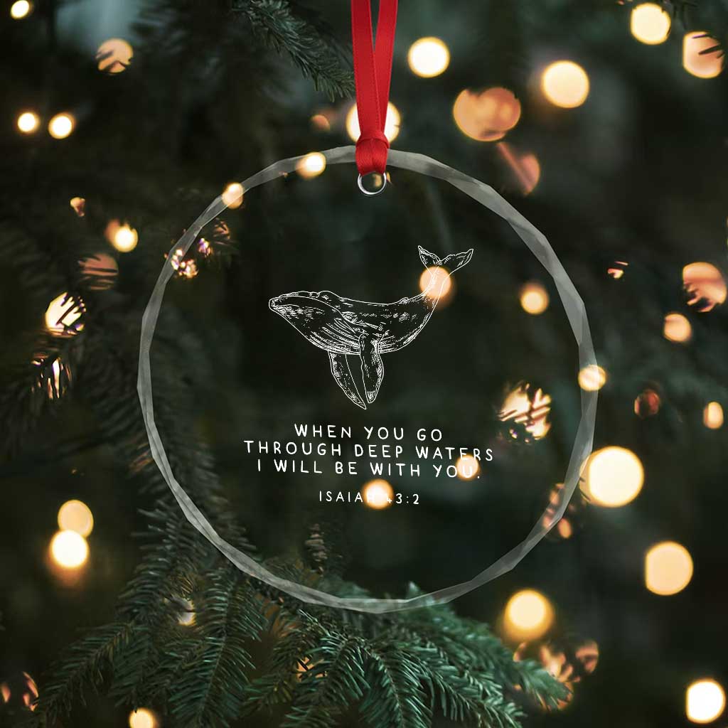 Christian Whale Shark Crystal Glass Ornament Isaiah 43 2 Bible Verse Faith Based