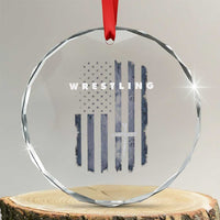 Christian Wrestling Crystal Glass Ornament Wrestler Faith Strength US USA Flag Christ Cross