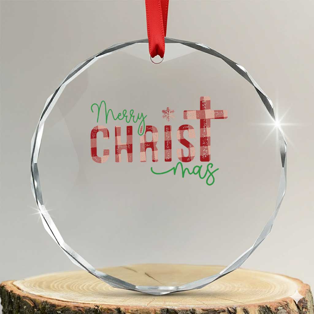 Christian Xmas Crystal Glass Ornament Merry Xmas Cross Faith TS11