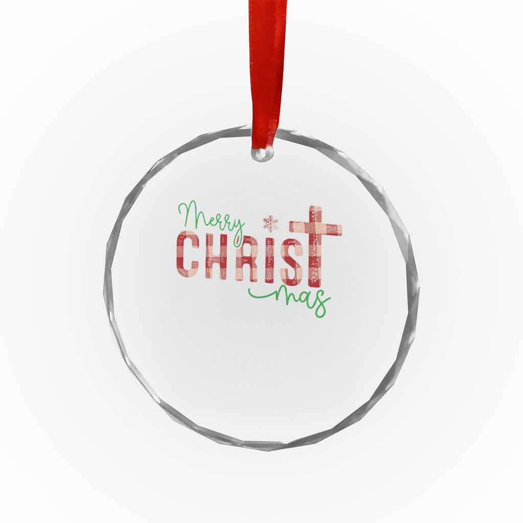 Christian Xmas Crystal Glass Ornament Merry Xmas Cross Faith TS11