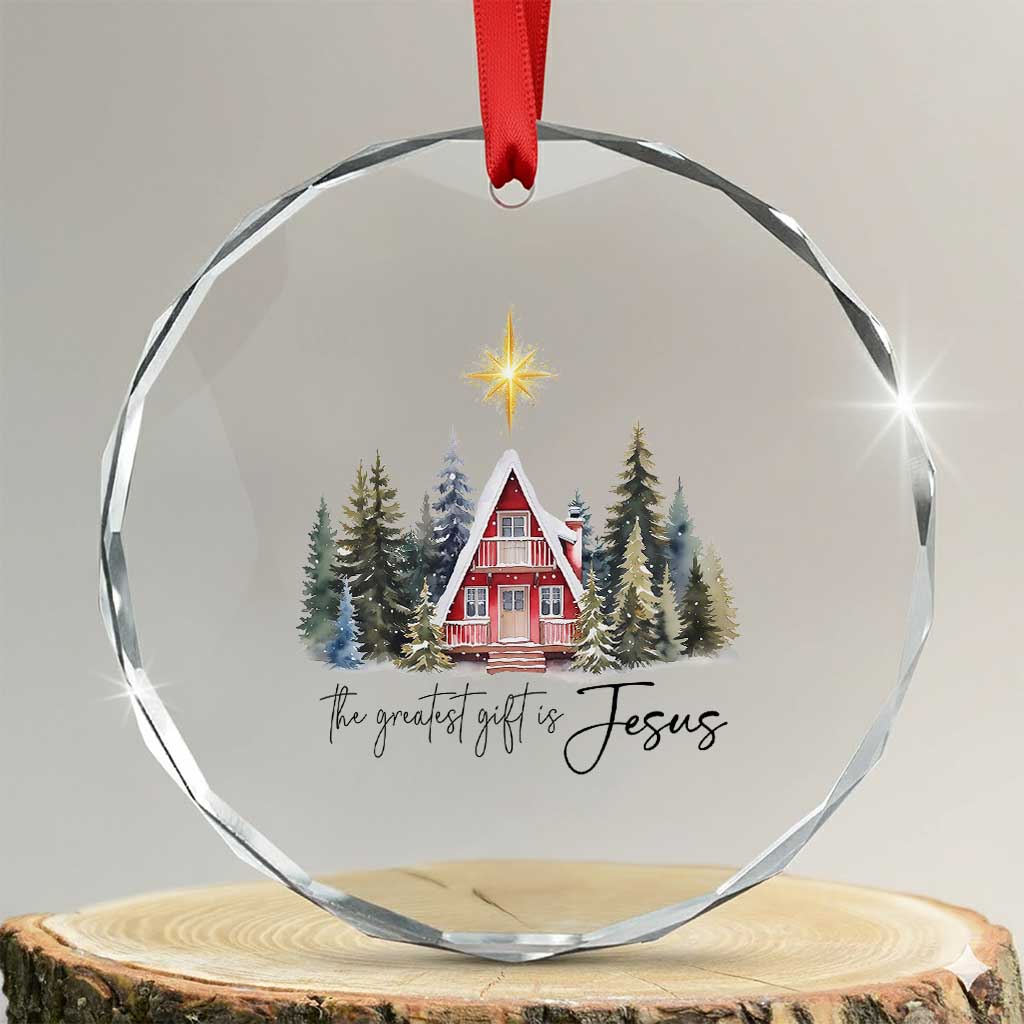Christian Xmas Crystal Glass Ornament The Greatest Gift Is Jesus Star Of Bethlehem TS11