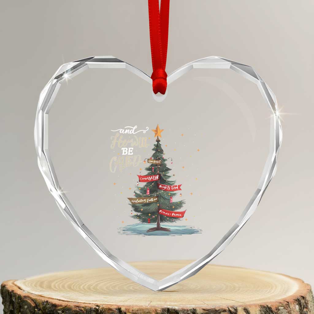 Christian Xmas Heart Crystal Glass Ornament He Will Be Called Wonderful Counselor - Wonder Print Shop