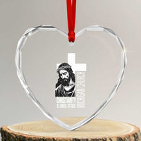 Christianity Is Under Attack Heart Crystal Glass Ornament Jesus Stand for Faith Michigan Church - Wonder Print Shop