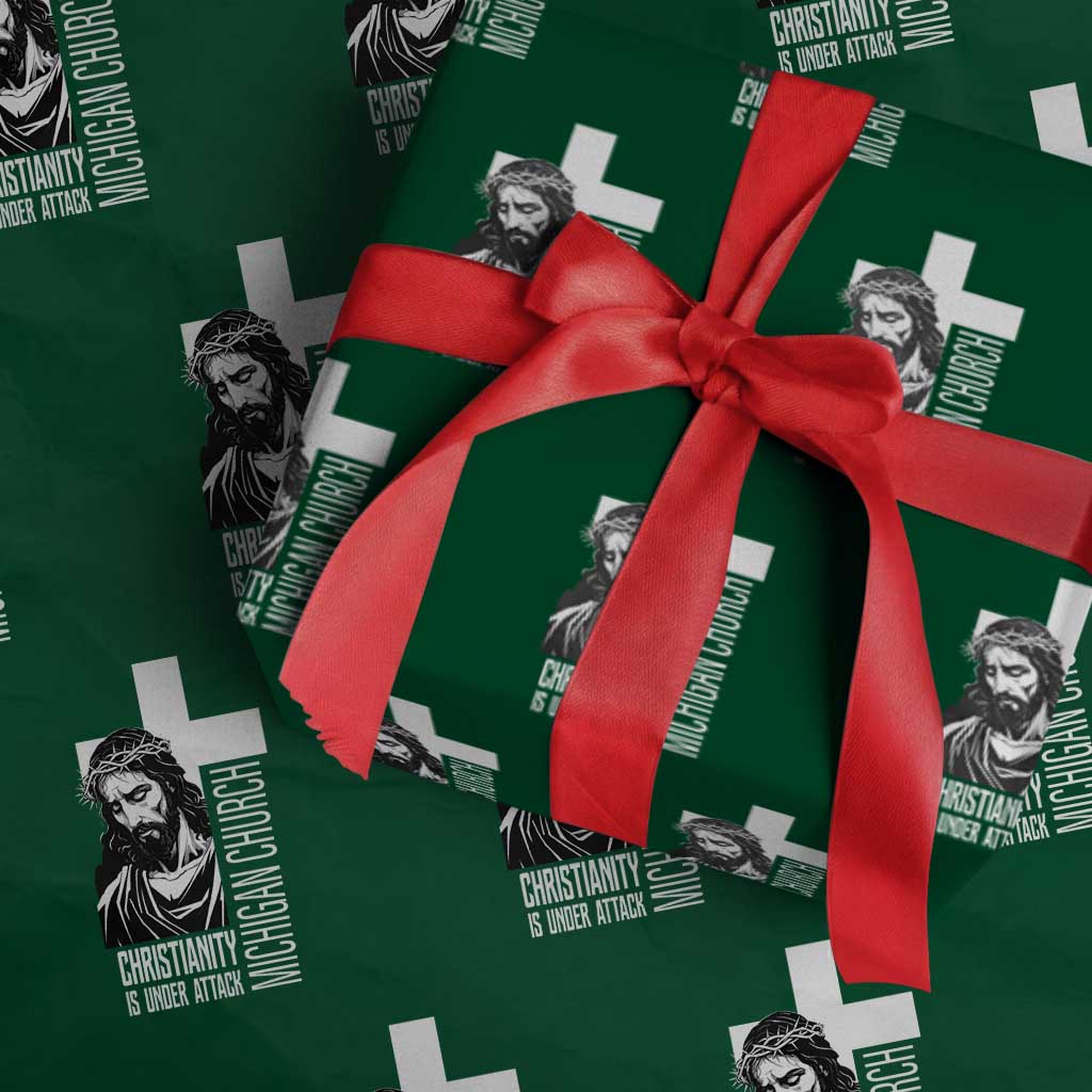 Christianity Is Under Attack Wrapping Paper Roll Jesus Stand for Faith Michigan Church - Wonder Print Shop