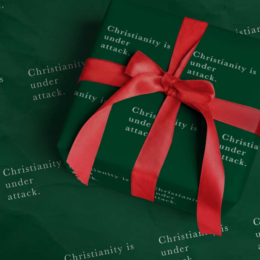 Christianity Is Under Attack Wrapping Paper Roll Pray for Grand Blanc Michigan Faith Support - Wonder Print Shop
