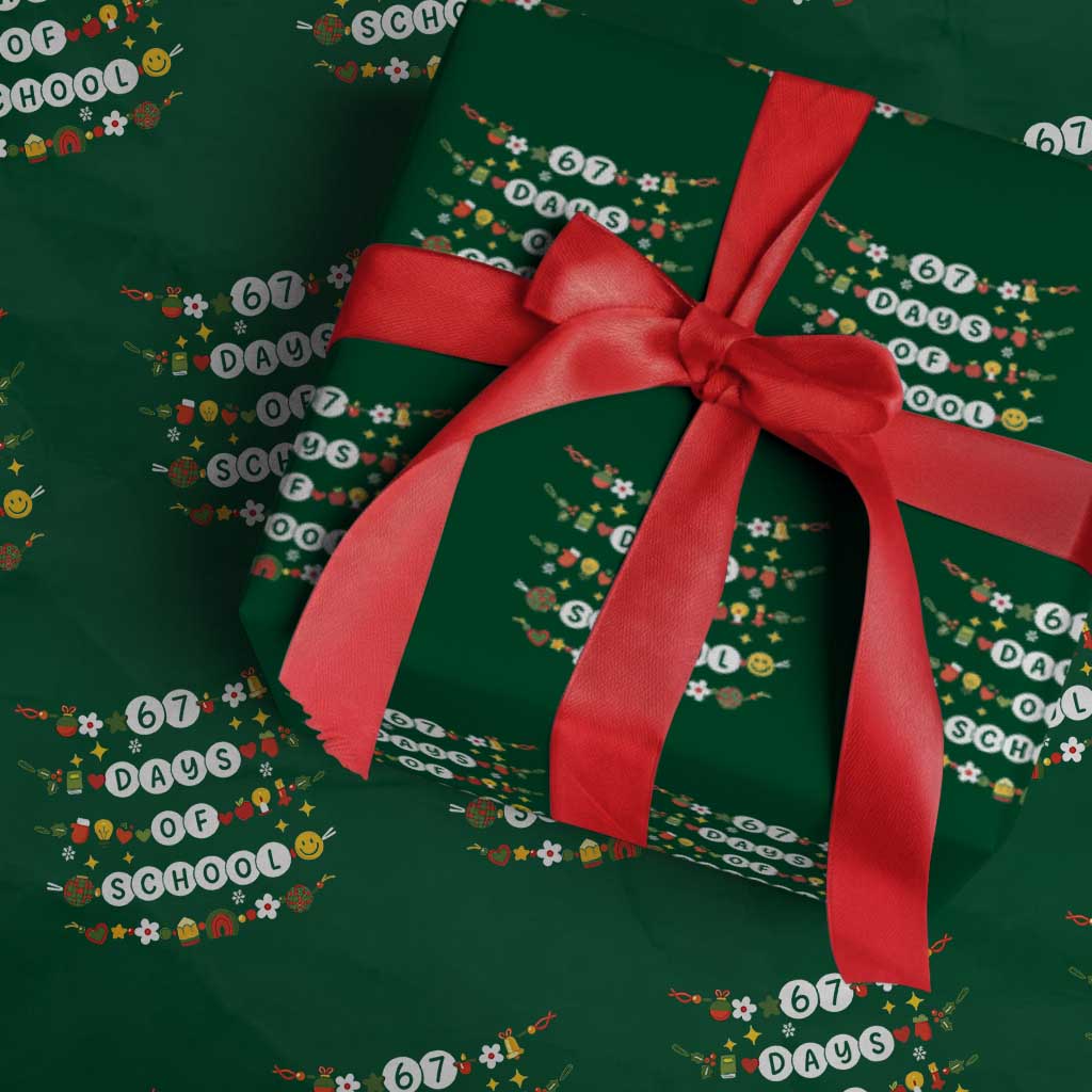 Christmas 67 Days of School Wrapping Paper Roll Bracelets 6 7 Teacher Student Funny Six Seven Meme Slang - Wonder Print Shop