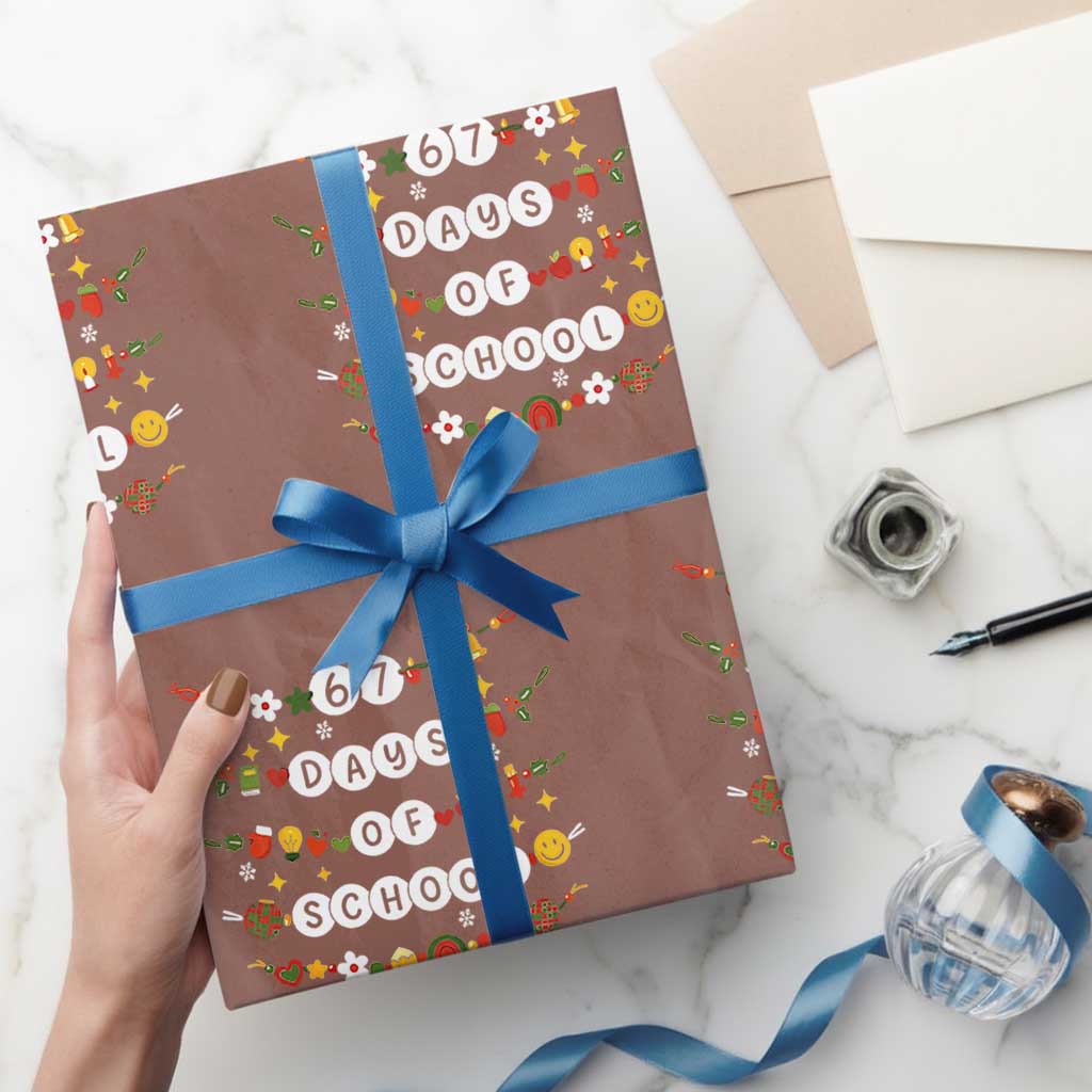 Christmas 67 Days of School Wrapping Paper Roll Bracelets 6 7 Teacher Student Funny Six Seven Meme Slang - Wonder Print Shop
