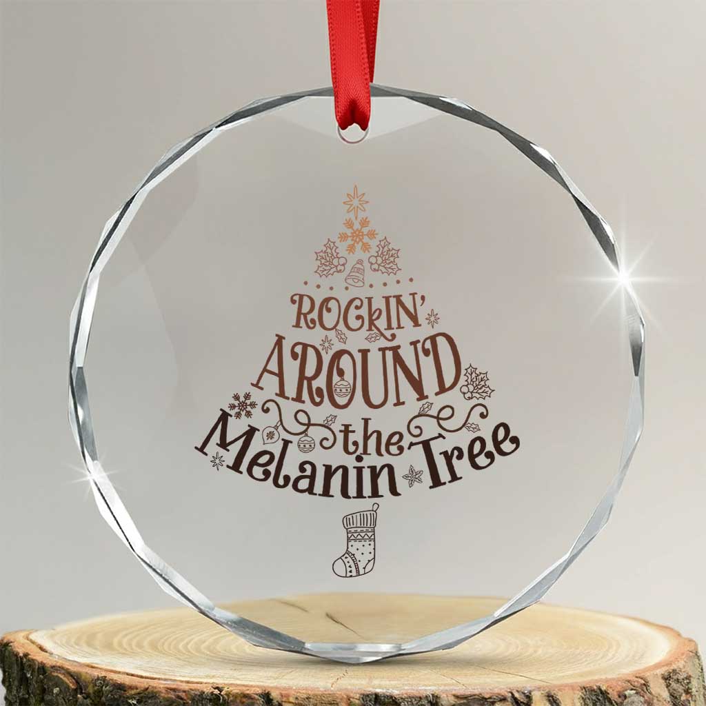 Christmas African American Crystal Glass Ornament Rockin' Around The Melanin Tree Xmas TS11
