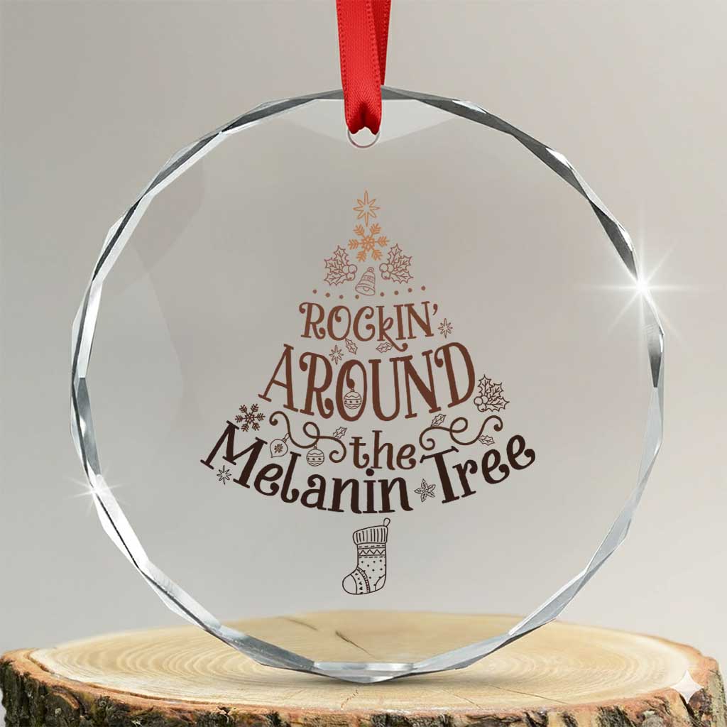 Christmas African American Crystal Glass Ornament Rockin' Around The Melanin Tree Xmas - Wonder Print Shop