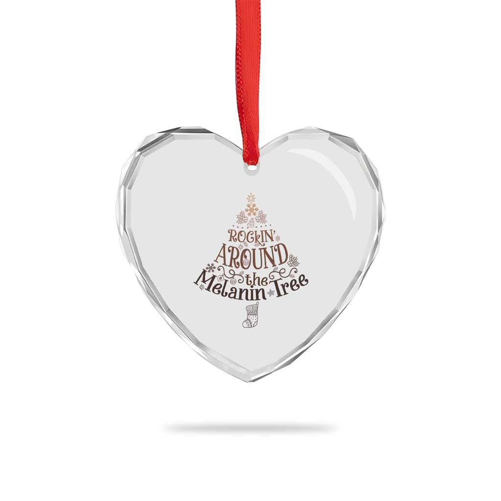 Christmas African American Heart Crystal Glass Ornament Rockin' Around The Melanin Tree Xmas - Wonder Print Shop