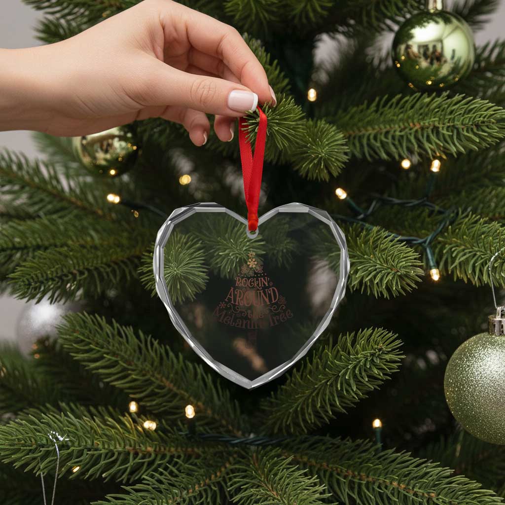 Christmas African American Heart Crystal Glass Ornament Rockin' Around The Melanin Tree Xmas - Wonder Print Shop