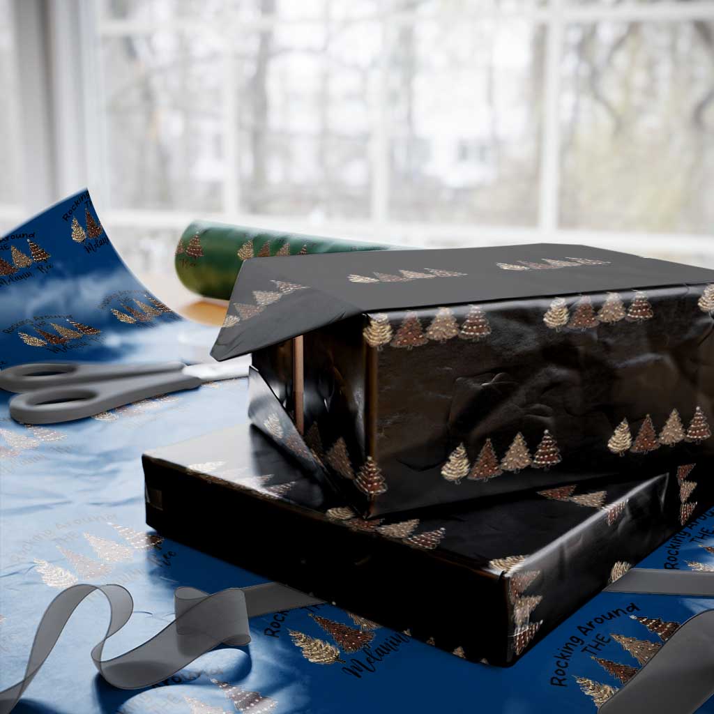 Christmas African American Wrapping Paper Roll Rocking Around The Melanin Tree Xmas Tree - Wonder Print Shop