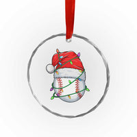 Christmas Baseball Crystal Glass Ornament Santa Hat Sports Men Boys Xmas Pajamas - Wonder Print Shop