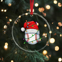 Christmas Baseball Crystal Glass Ornament Santa Hat Sports Men Boys Xmas Pajamas - Wonder Print Shop