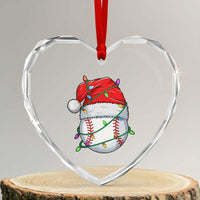 Christmas Baseball Heart Crystal Glass Ornament Santa Hat Sports Men Boys Xmas Pajamas - Wonder Print Shop
