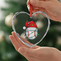 Christmas Baseball Heart Crystal Glass Ornament Santa Hat Sports Men Boys Xmas Pajamas - Wonder Print Shop