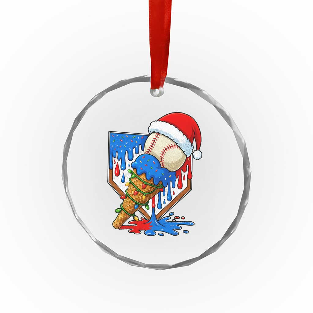 Christmas Baseball Ice Cream Drip Crystal Glass Ornament Santa Sports Player Xmas Light Boys Baseball Bat - Wonder Print Shop