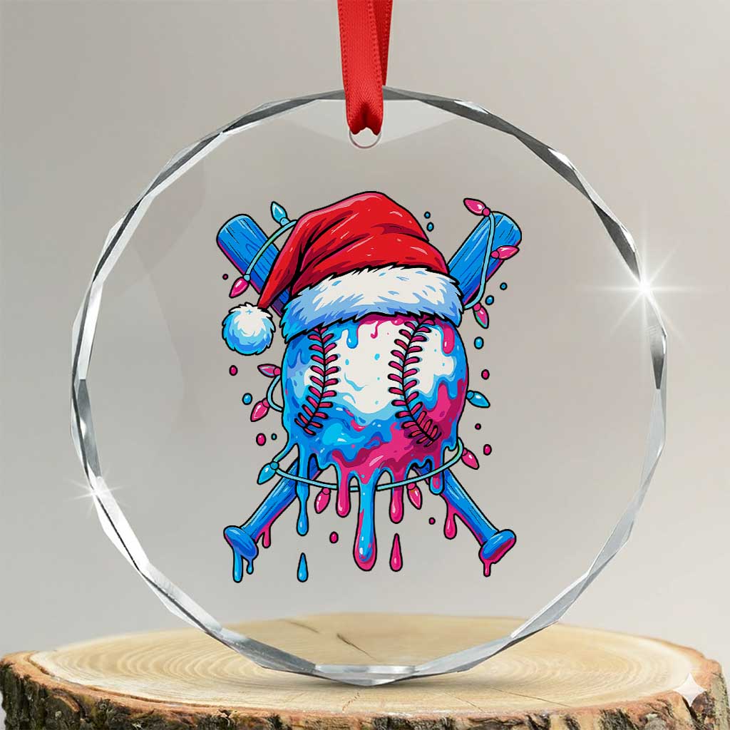 Christmas Baseball Ice Cream Drip Crystal Glass Ornament Santa Sports Xmas Light Boys Sprinkles Baseball Bat - undefined
