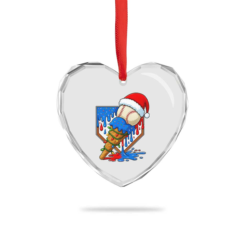 Christmas Baseball Ice Cream Drip Heart Crystal Glass Ornament Santa Sports Player Xmas Light Boys Baseball Bat - Wonder Print Shop