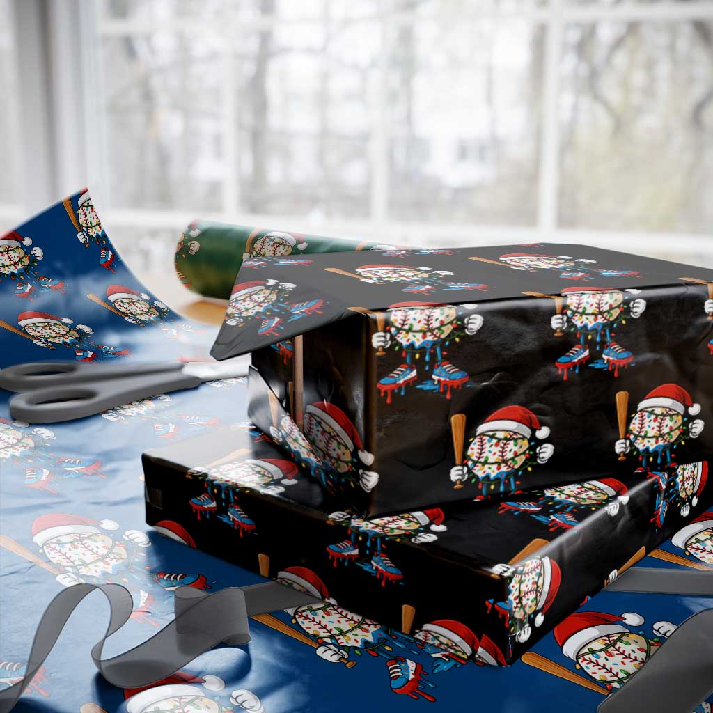 Christmas Baseball Ice Cream Drip Wrapping Paper Roll Santa Sports Xmas Baseball Player - Wonder Print Shop
