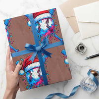 Christmas Baseball Ice Cream Drip Wrapping Paper Roll Santa Sports Xmas Light Boys Sprinkles Baseball Bat - undefined