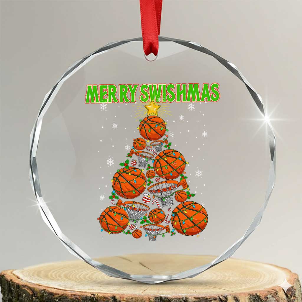 Christmas Basketball Merry Swishmas Crystal Glass Ornament Basketball Xmas Tree - Wonder Print Shop