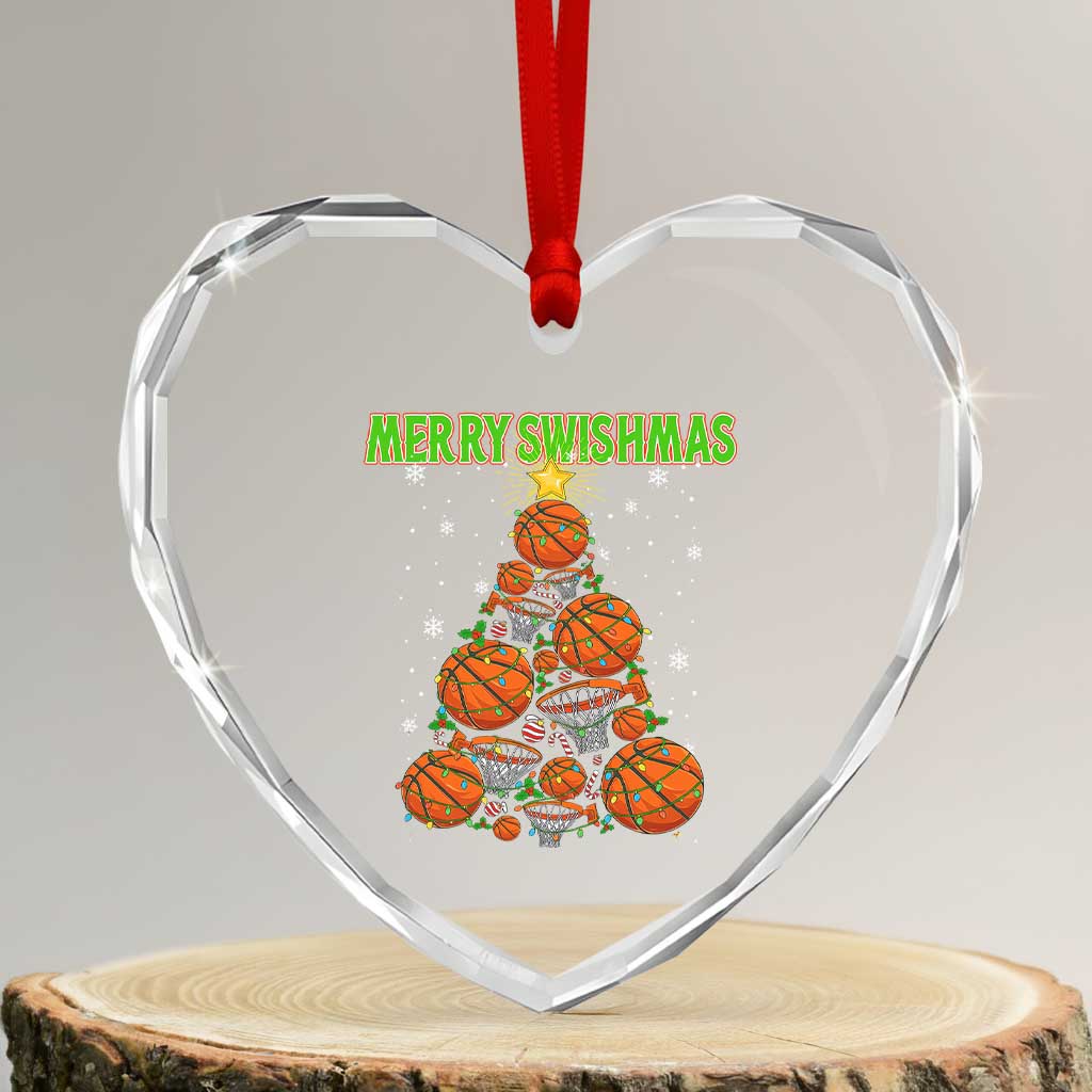 Christmas Basketball Merry Swishmas Heart Crystal Glass Ornament Basketball Xmas Tree - Wonder Print Shop
