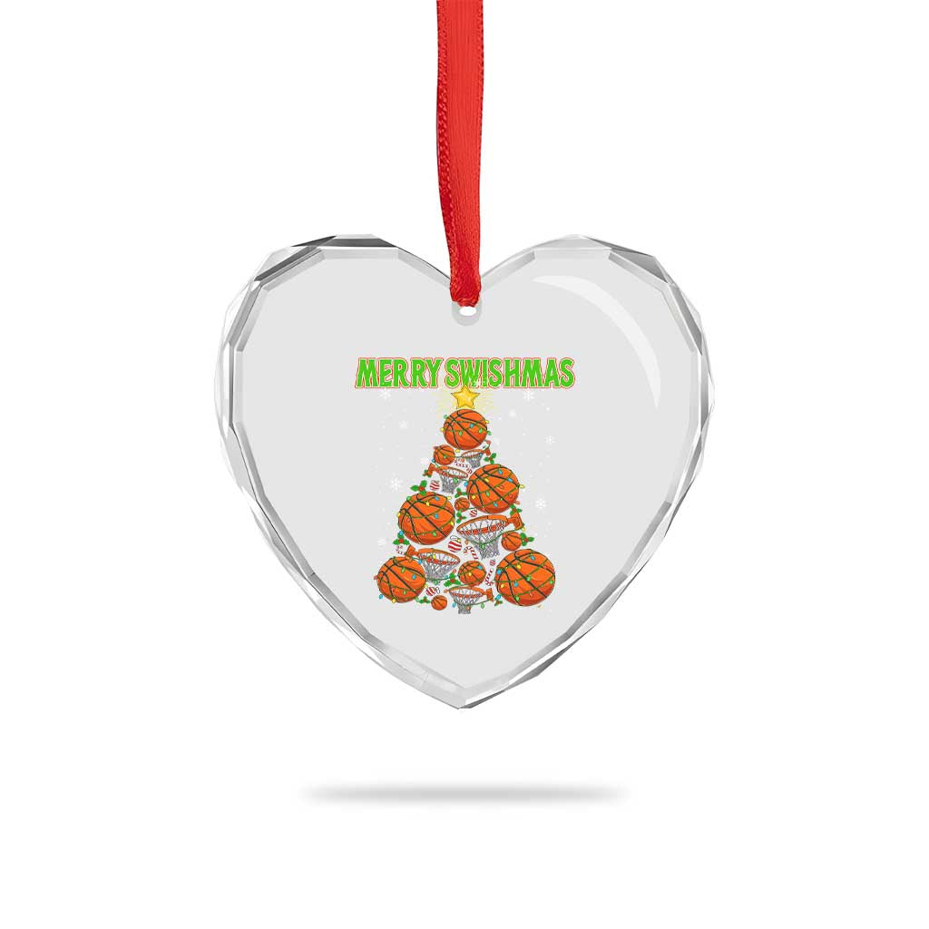 Christmas Basketball Merry Swishmas Heart Crystal Glass Ornament Basketball Xmas Tree - Wonder Print Shop