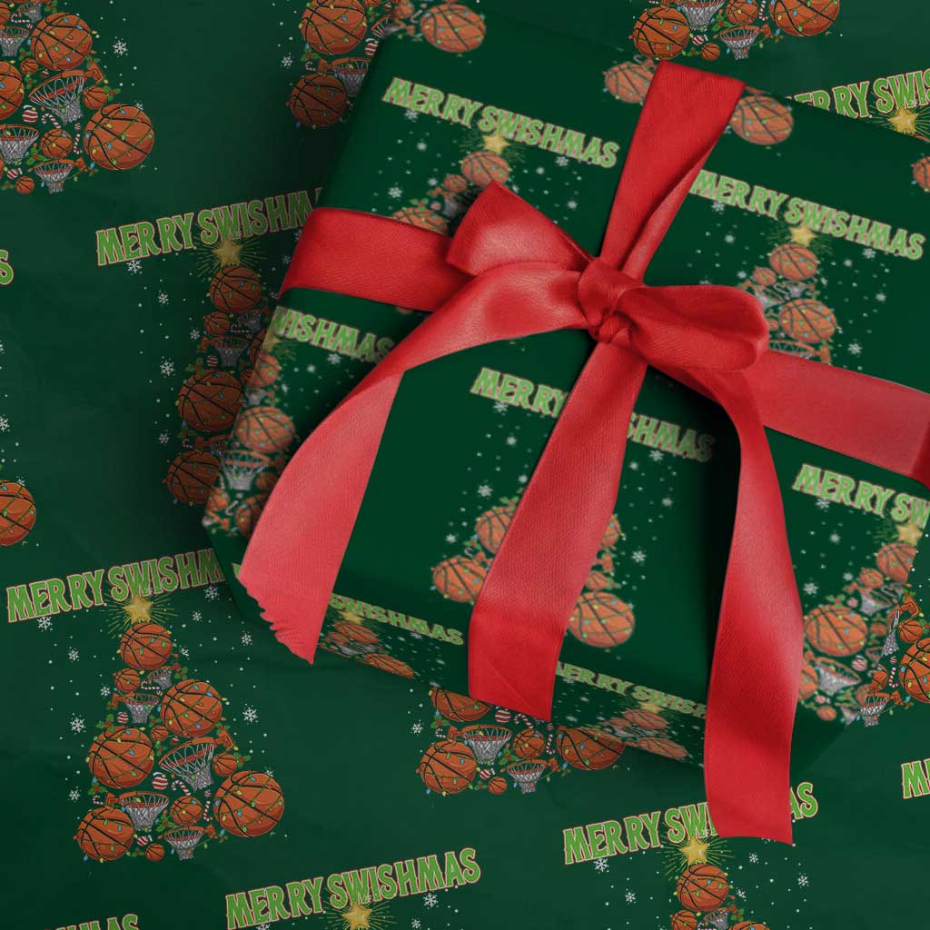 Christmas Basketball Merry Swishmas Wrapping Paper Roll Basketball Xmas Tree - Wonder Print Shop