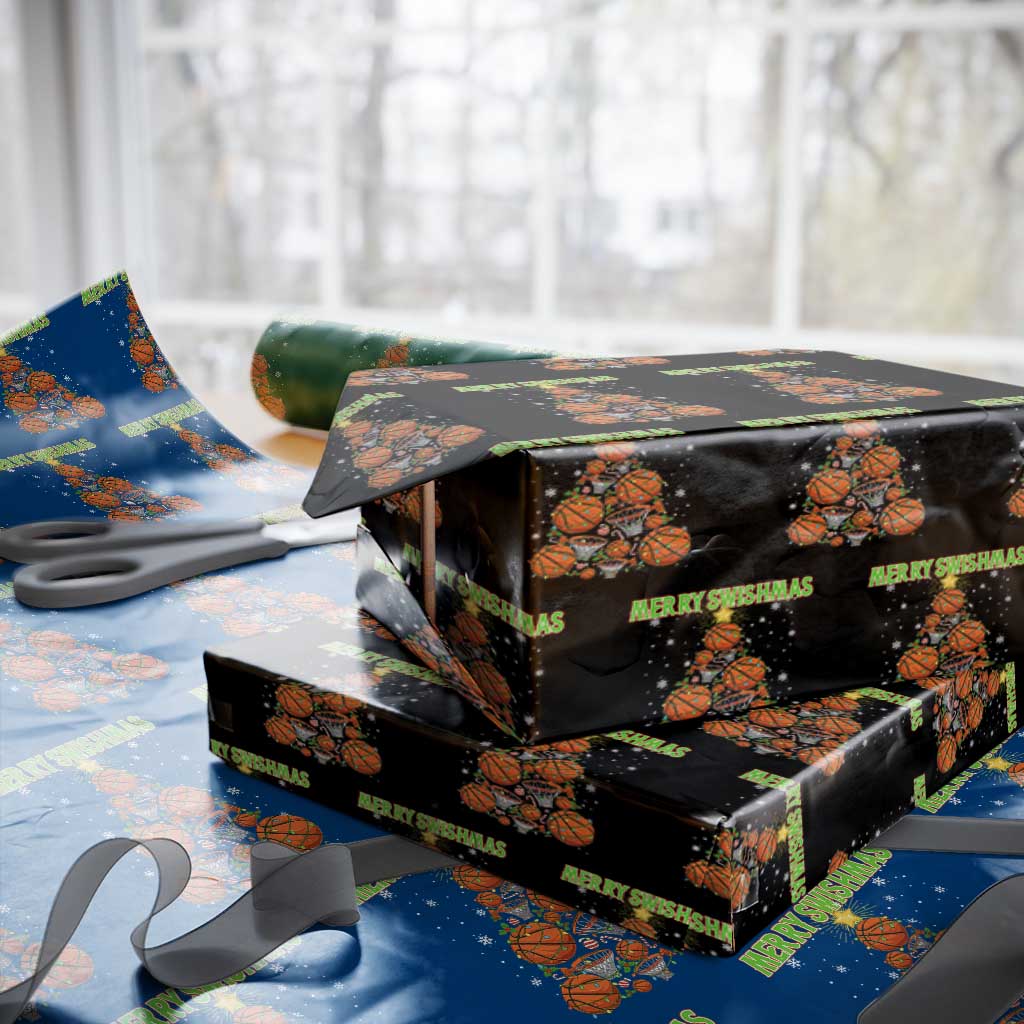 Christmas Basketball Merry Swishmas Wrapping Paper Roll Basketball Xmas Tree - Wonder Print Shop