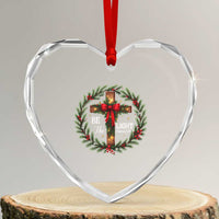 Christmas Be The Light Heart Crystal Glass Ornament Christian Xmas Holiday Wreath Cross - Wonder Print Shop