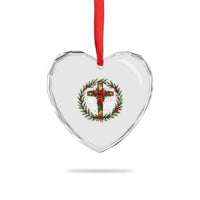 Christmas Be The Light Heart Crystal Glass Ornament Christian Xmas Holiday Wreath Cross - Wonder Print Shop