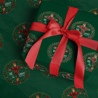 Christmas Be The Light Wrapping Paper Roll Christian Xmas Holiday Wreath Cross - Wonder Print Shop