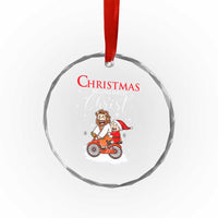 Christmas Begins With Christ Crystal Glass Ornament Jesus Santa Riding Bicycle TS09