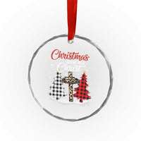 Christmas Begins With Christ Crystal Glass Ornament Leopard Cross Plaid Xmas Tree TS11
