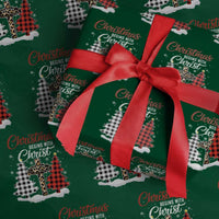 Christmas Begins With Christ Wrapping Paper Roll Leopard Cross Plaid Xmas Tree - Wonder Print Shop