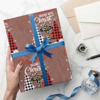 Christmas Begins With Christ Wrapping Paper Roll Leopard Cross Plaid Xmas Tree - Wonder Print Shop