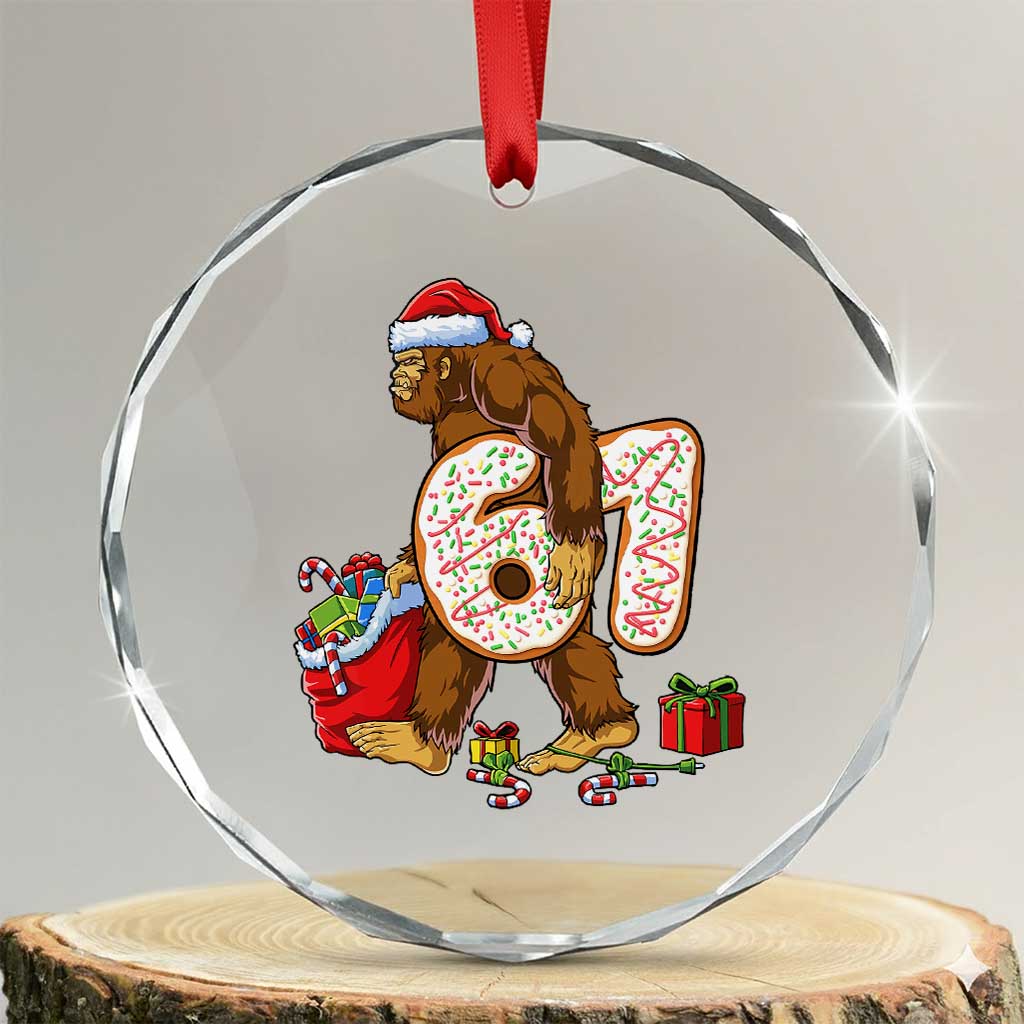 Christmas Bigfoot 67 Meme Crystal Glass Ornament Funny Six Seven Gen Alpha Slang Sasquatch - Wonder Print Shop