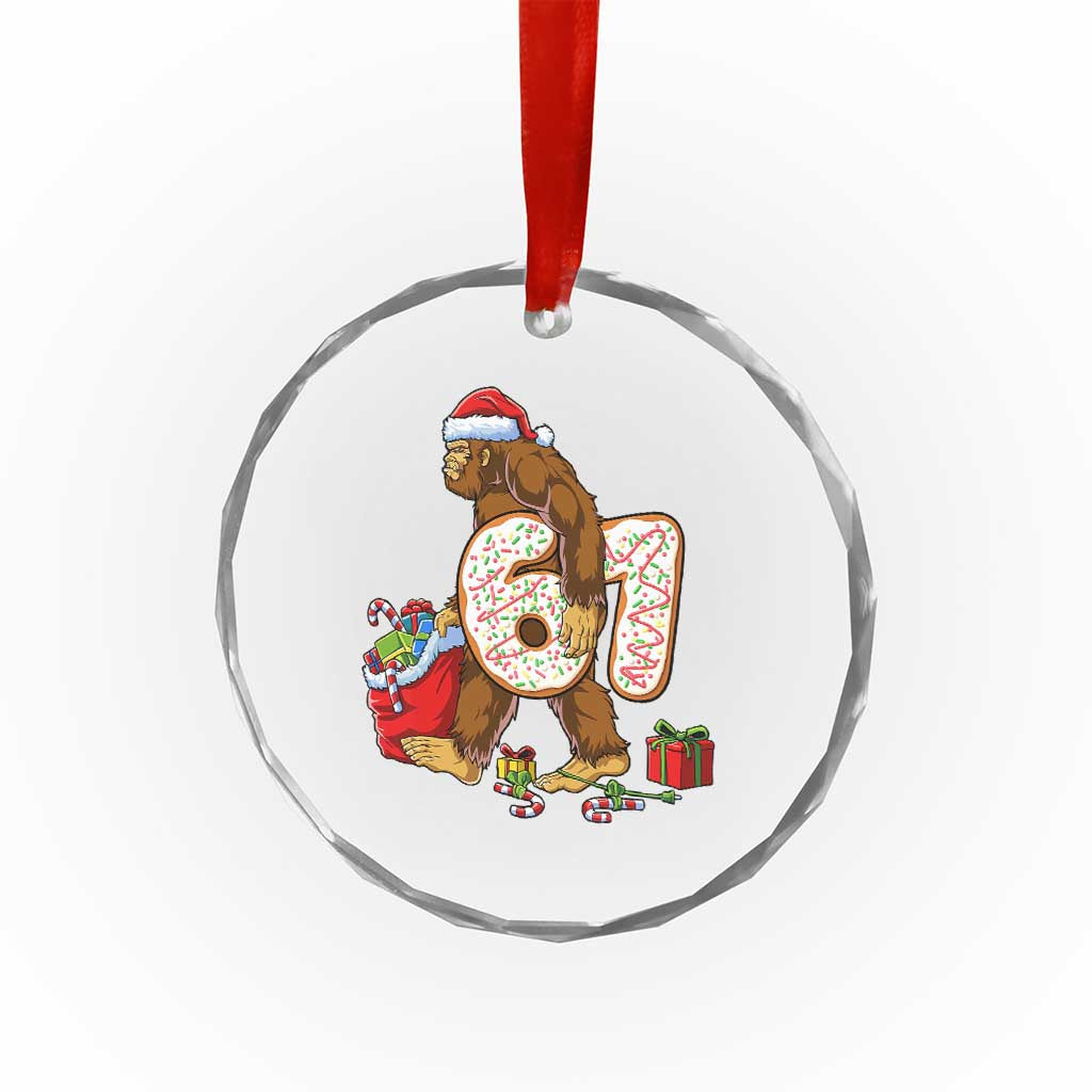 Christmas Bigfoot 67 Meme Crystal Glass Ornament Funny Six Seven Gen Alpha Slang Sasquatch - Wonder Print Shop
