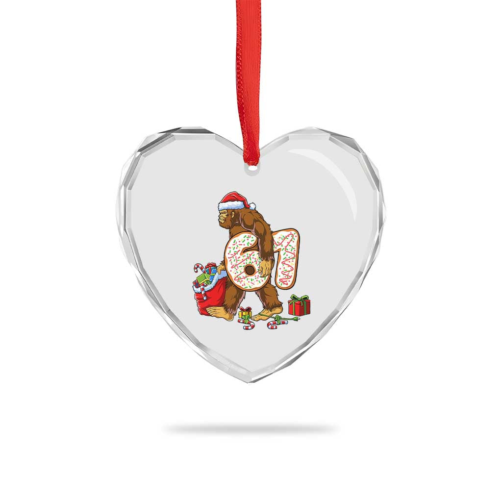 Christmas Bigfoot 67 Meme Heart Crystal Glass Ornament Funny Six Seven Gen Alpha Slang Sasquatch - Wonder Print Shop