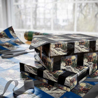Christmas Bigfoot Skiing Wrapping Paper Roll Funny Santa Sasquatch Snowboard Ski Lover Skier - Wonder Print Shop