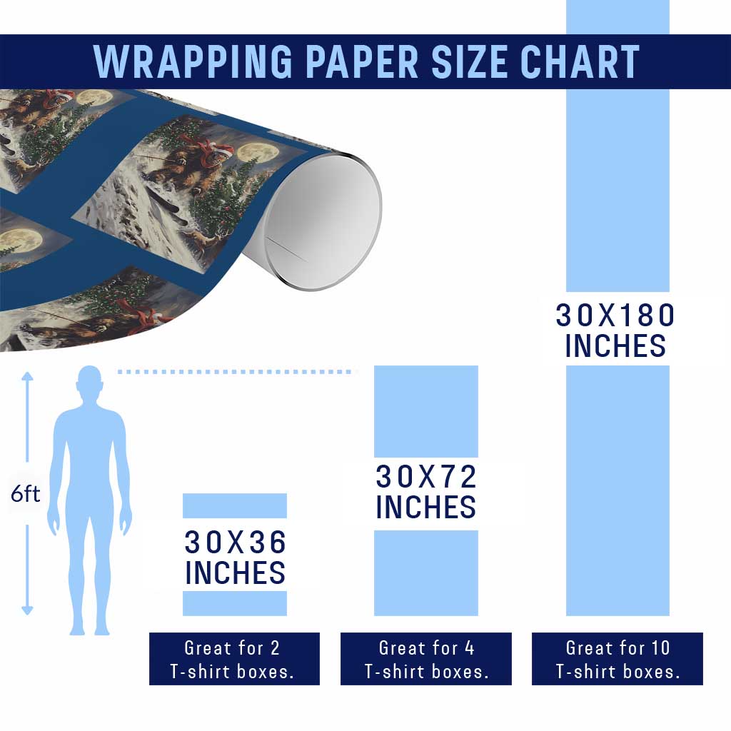 Christmas Bigfoot Skiing Wrapping Paper Roll Funny Santa Sasquatch Snowboard Ski Lover Skier - Wonder Print Shop