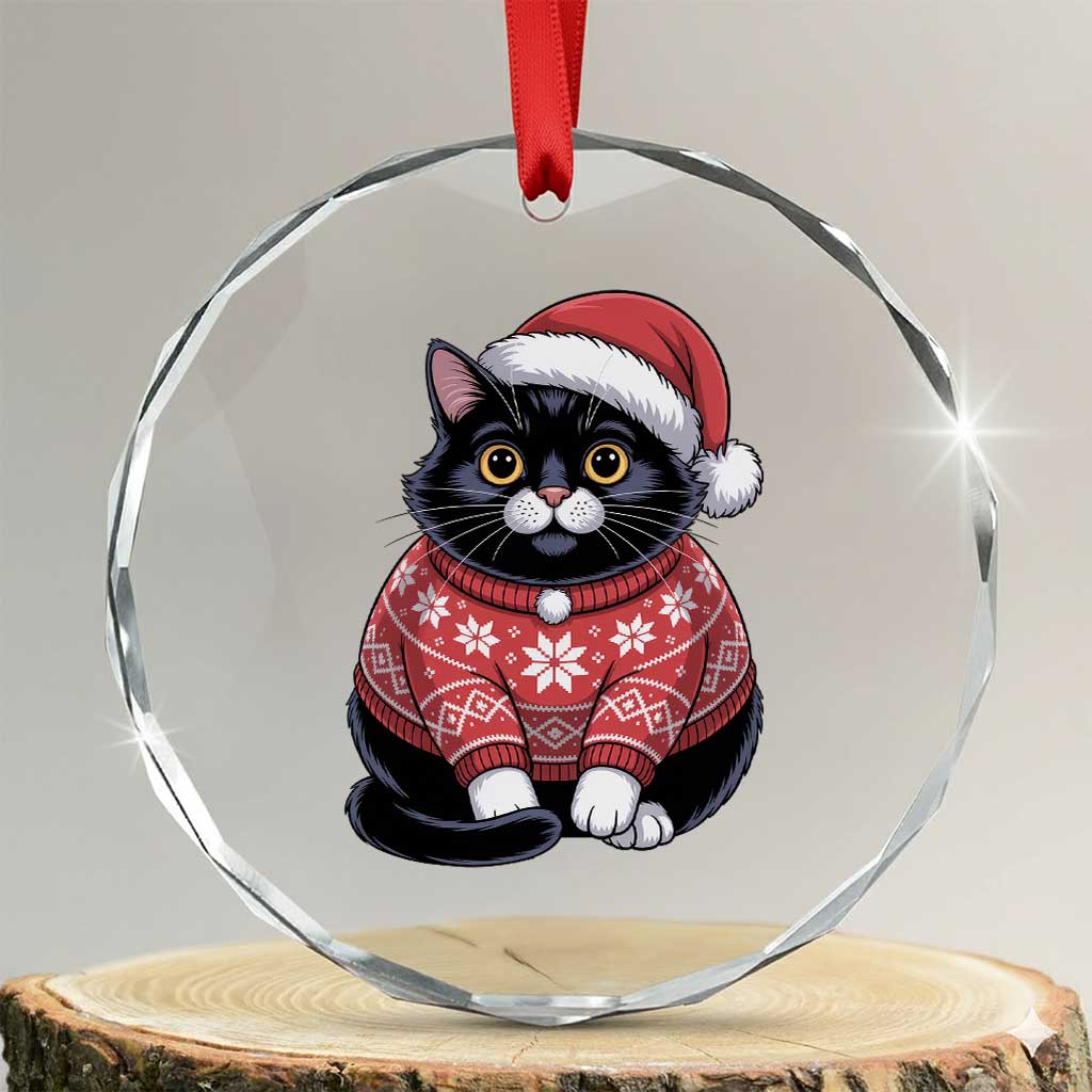 Christmas Black Cat Crystal Glass Ornament Catmas Gift For New Year - Wonder Print Shop