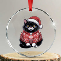 Christmas Black Cat Crystal Glass Ornament Catmas Gift For New Year - Wonder Print Shop