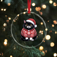 Christmas Black Cat Crystal Glass Ornament Catmas Gift For New Year - Wonder Print Shop