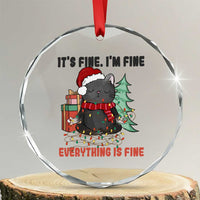 Christmas Black Cat Crystal Glass Ornament It's Fine I'm Fine Everything Is Fine Xmas Light Funny TS02